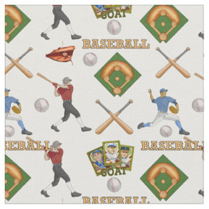 Baseball-Fabric mit Spielern in Aktion Stoff