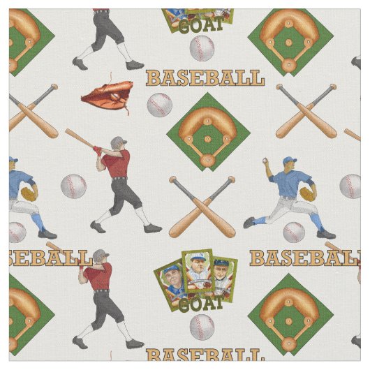 Baseball-Fabric mit Spielern in Aktion Stoff (Nahaufnahme)