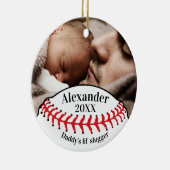 Baseball Fan Daddy's Lil'Slugger mit Foto Keramik Ornament (Rechts)