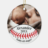 Baseball Fan Daddy's Lil'Slugger mit Foto Keramik Ornament (Links)