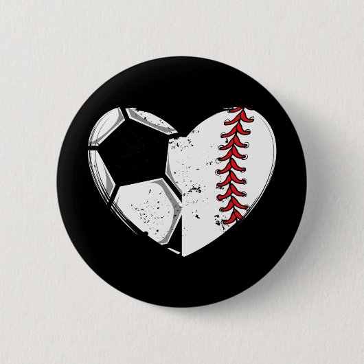 Baseball-Fan Herz Fußballspieler Geschenk Team Tra Button (Vorderseite)
