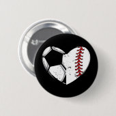 Baseball-Fan Herz Fußballspieler Geschenk Team Tra Button (Vorne & Hinten)