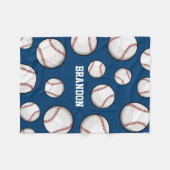 Baseball-Fan-Name-Blau Fleecedecke (Vorderseite (Horizontal))