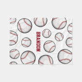 Baseball-Fan-Name-Weiß Fleecedecke (Vorderseite (Horizontal))