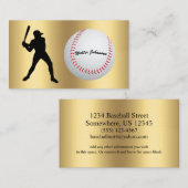 Baseball Fan oder Spieler Schlagmann-Silhouette Ba Visitenkarte (Vorne/Hinten)