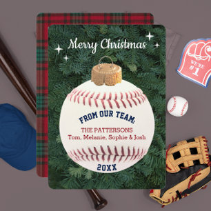 Baseball Fan Ornament Custom Foto Weihnachtskarte Dankeskarte