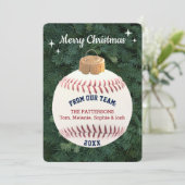 Baseball Fan Ornament Personalisierte Weihnachtska Dankeskarte (Stehend Vorderseite)