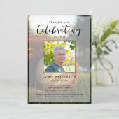 Baseball Fan Player Life Celebration Photo Funeral Einladung (Stehend Vorderseite)