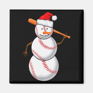 Baseball-Fan-Schneemann Lustiges Weihnachtsgeschen Magnet