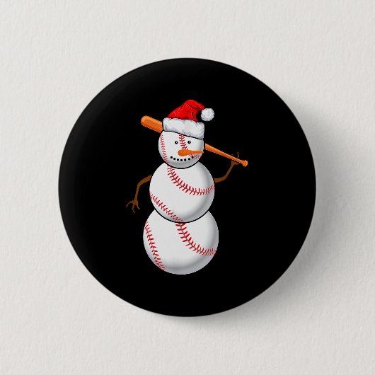 Baseball Fan Snowman Funny Christmas Gift Button (Vorderseite)