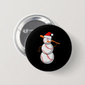 Baseball Fan Snowman Funny Christmas Gift Button (Vorne & Hinten)