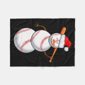 Baseball Fan Snowman Funny Christmas Gift Fleecedecke (Vorderseite (Horizontal))