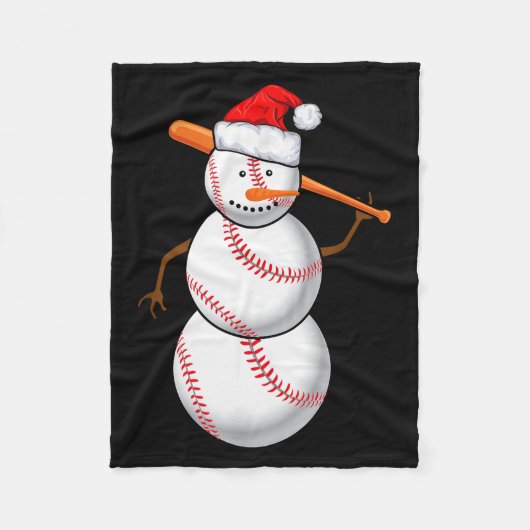 Baseball Fan Snowman Funny Christmas Gift Fleecedecke (Vorderseite)