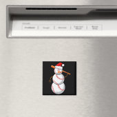 Baseball Fan Snowman Funny Christmas Gift Magnet (In Situ (Geschirrspüler))