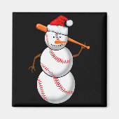 Baseball Fan Snowman Funny Christmas Gift Magnet (Vorne)