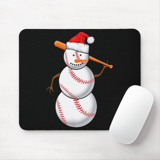 Baseball Fan Snowman Funny Christmas Gift Mousepad (Mit Mouse)