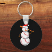 Baseball Fan Snowman Funny Christmas Gift Schlüsselanhänger (Vorderseite)