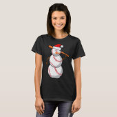 Baseball Fan Snowman Funny Christmas Gift T-Shirt (Vorne ganz)