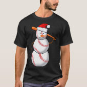 Baseball Fan Snowman Funny Christmas Gift T-Shirt (Vorderseite)