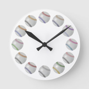 Baseball Fan-tastic_color laces_circle of balls Runde Wanduhr