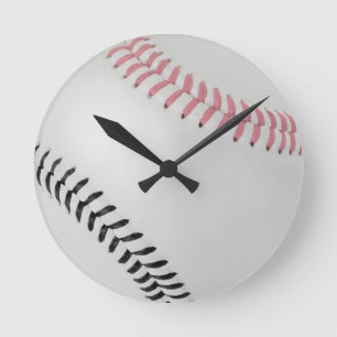 Baseball Fan-tastic_Color Laces_pk_bk Runde Wanduhr