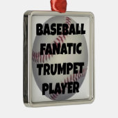 Baseball Fanatic Trumpet Player Silbernes Ornament (Rechts)