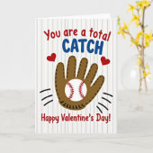 Baseball-Fang-Valentinskarte Karte (Gelbe Blume)