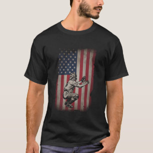 Baseball-Fänger Amerikanische Flagge USA Patriotis T-Shirt