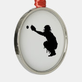 Baseball-Fänger Silbernes Ornament (Rechts)