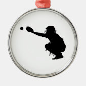 Baseball-Fänger Silbernes Ornament (Vorne)