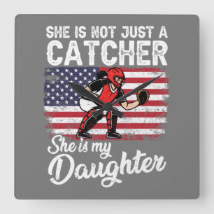 Baseball-Fänger Sport US-amerikanische Flagge Quadratische Wanduhr