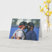 Baseball-Fänger-und Schiedsrichter-Argumentierung Karte (Gelbe Blume)