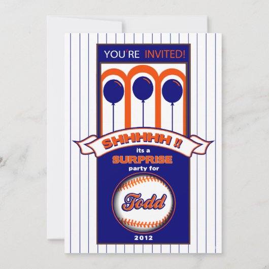 Baseball-Fanüberraschung Geburtstagseinladung Einladung (Rückseite)