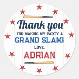 Baseball Favor First Birthday Watercolor Runder Aufkleber