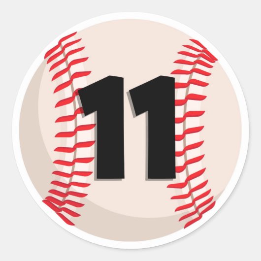 Baseball-Favoritennummer #11 Runder Aufkleber (Vorderseite)