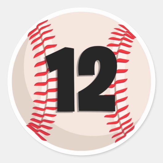 Baseball-Favoritennummer #12 Runder Aufkleber (Vorderseite)