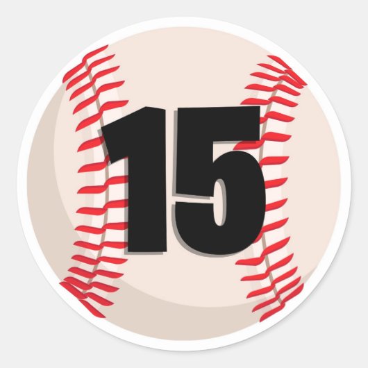 Baseball-Favoritennummer #15 Runder Aufkleber (Vorderseite)
