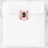 Baseball-Favoritennummer #9 Runder Aufkleber (Tasche)