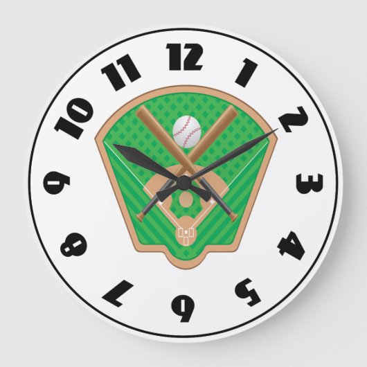 Baseball-Feldüberwachung Große Wanduhr (Vorderseite)