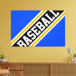 BASEBALL Fett Athletic Bright Blue Black Stripes Leinwanddruck