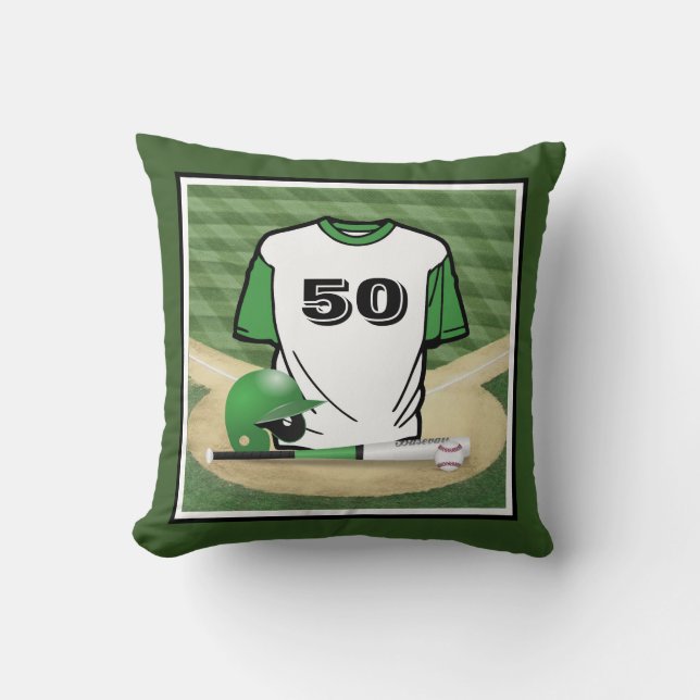 Baseball Field Green Jersey-Nummer Kissen (Vorderseite)