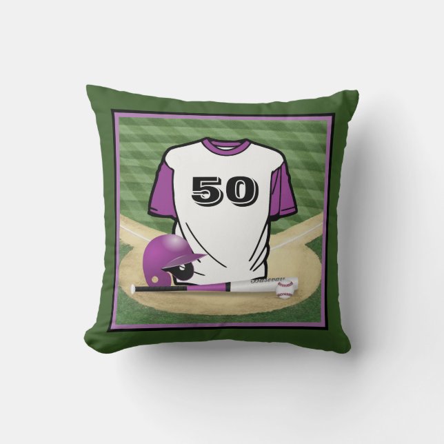 Baseball Field Lila Jersey-Nummer Kissen (Vorderseite)
