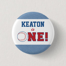 Baseball First Birthday Button