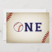 Baseball First Birthday Foto Einladung (Rückseite)