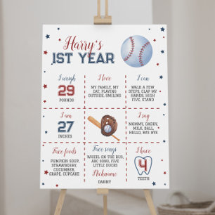 Baseball First Birthday Meilenstein Poster