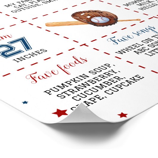 Baseball First Birthday Meilenstein Poster (Ecke)