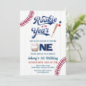 Baseball First Birthday Rookie des Jahres Einladung (Stehend Vorderseite)