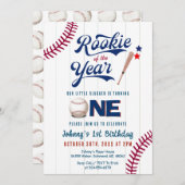 Baseball First Birthday Rookie des Jahres Einladung (Vorne/Hinten)