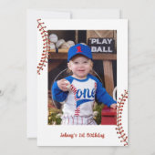 Baseball First Birthday Rookie des Jahres Foto Einladung (Rückseite)
