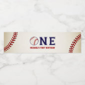 Baseball First Geburtstag Wasserflaschenetikett (Einzelnes Label)
